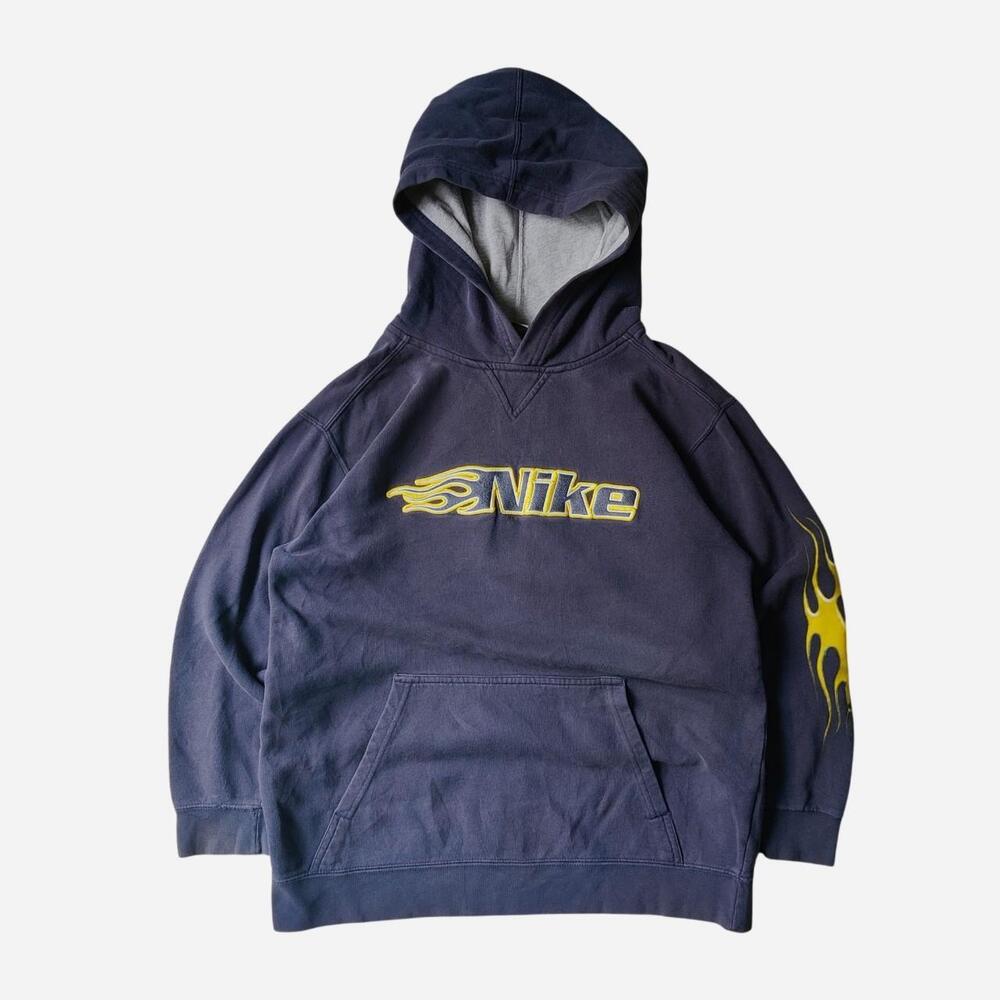 Y2K vintage Nike Flame Hoodie with embroidered spellout